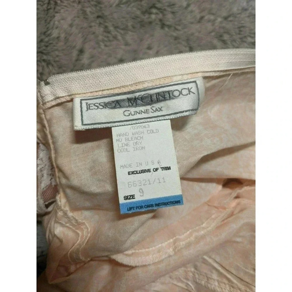 Vintage Gunne Sax Peach Lace Prairie Victorian 70s 80s Cottage Dress Size 9 - Picture 8 of 10